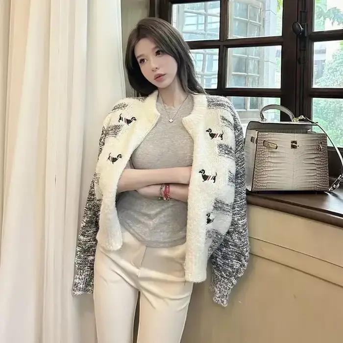 Cardigan pour femmes printemps automne tricoté pull femme veste d'extérieur col rond vêtements de sport ventes coréen Streetwear chaud