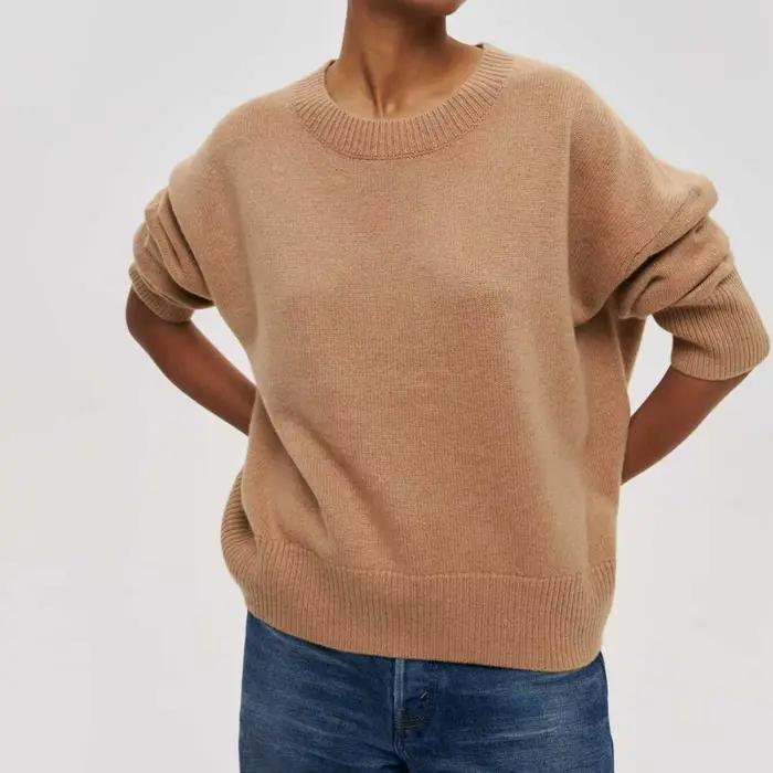 Pull à col rond pour femme, coupe ample, nouvelle collection automne et hiver