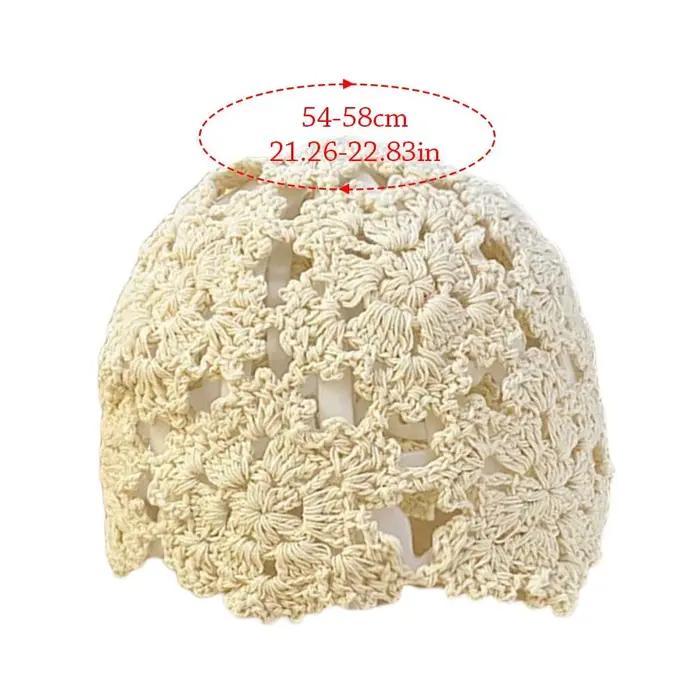 Béret en dentelle respirante pour femme, chapeau évidé avec fleurs, béret Skullies décontracté, casquette à la mode, accessoire de tête pour femmes, béret de printemps et d'automne, élégant et confortable