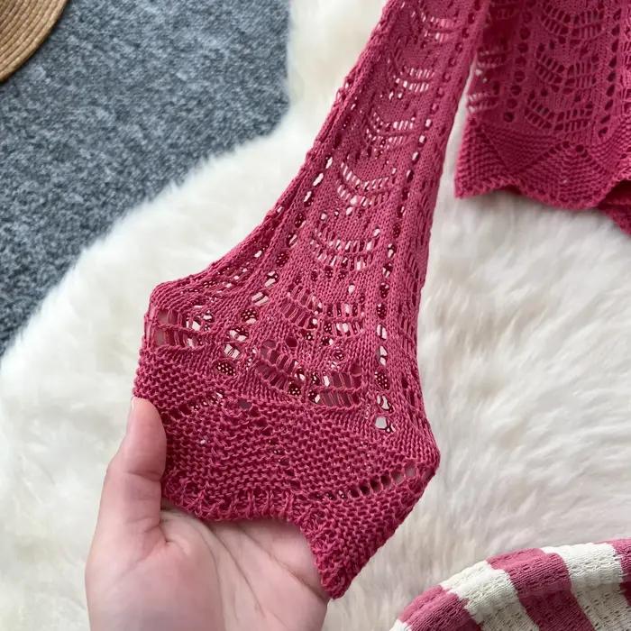 Cardigan tricoté ajouré pour femmes