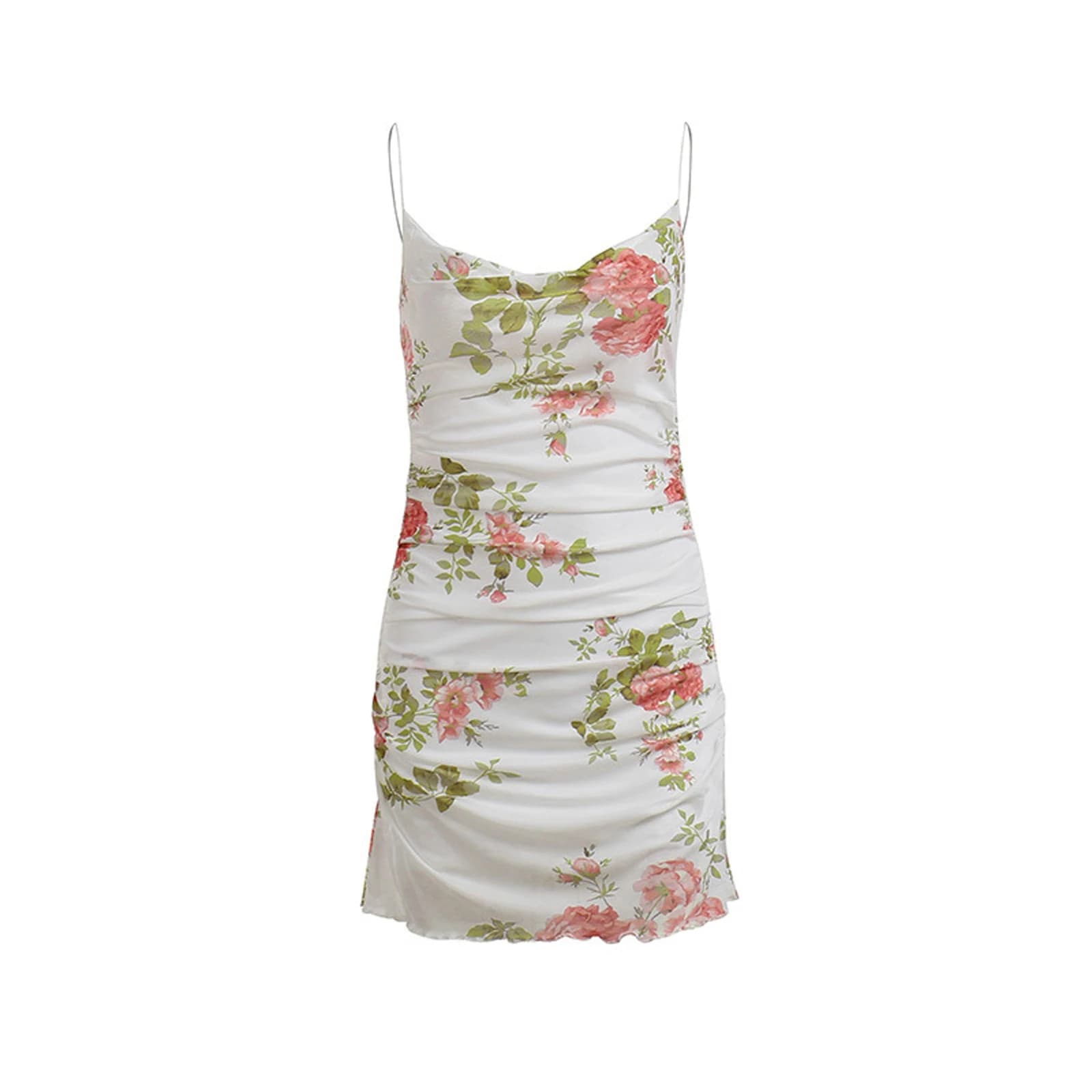Robe à bretelles florale vintage pour femmes, maille froncée, mince, court, CoAdvantages, GT, Hip Sl