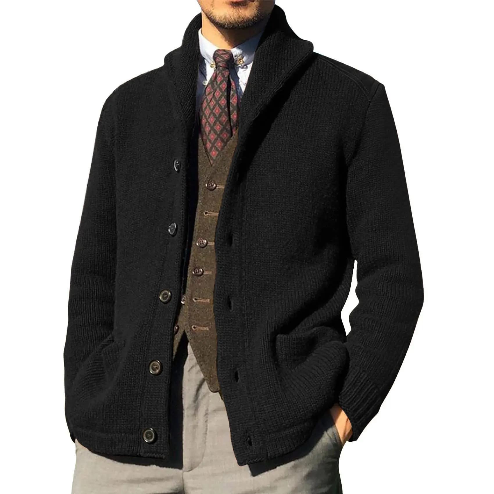 2025 automne/hiver luxe mode nouveau pull pour hommes épaissi et chaud couleur unie tricoté Cardigan