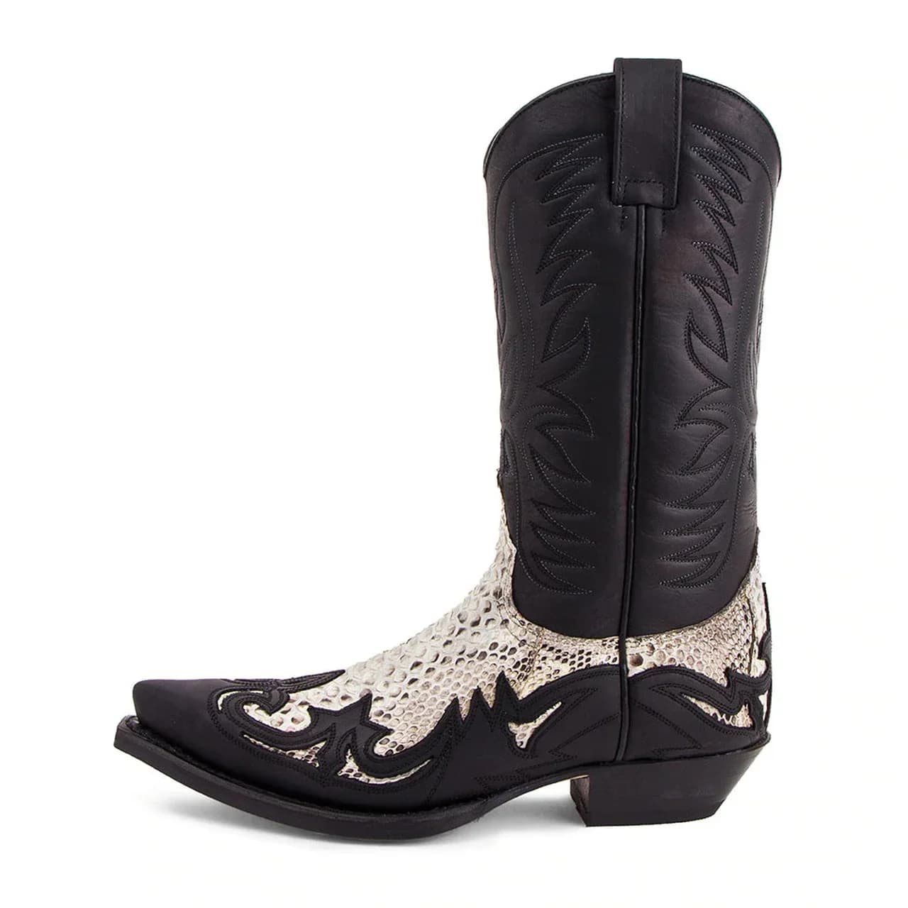 Bout pointu brodé mi-mollet bottes imprimé serpent Western Cowboy hommes Botines couleur bloquée Sli