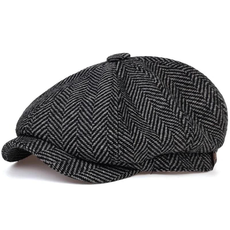 Casquettes de mode en tweed style Peaky Blinders, casquettes plates à chevrons pour hommes, chapeaux