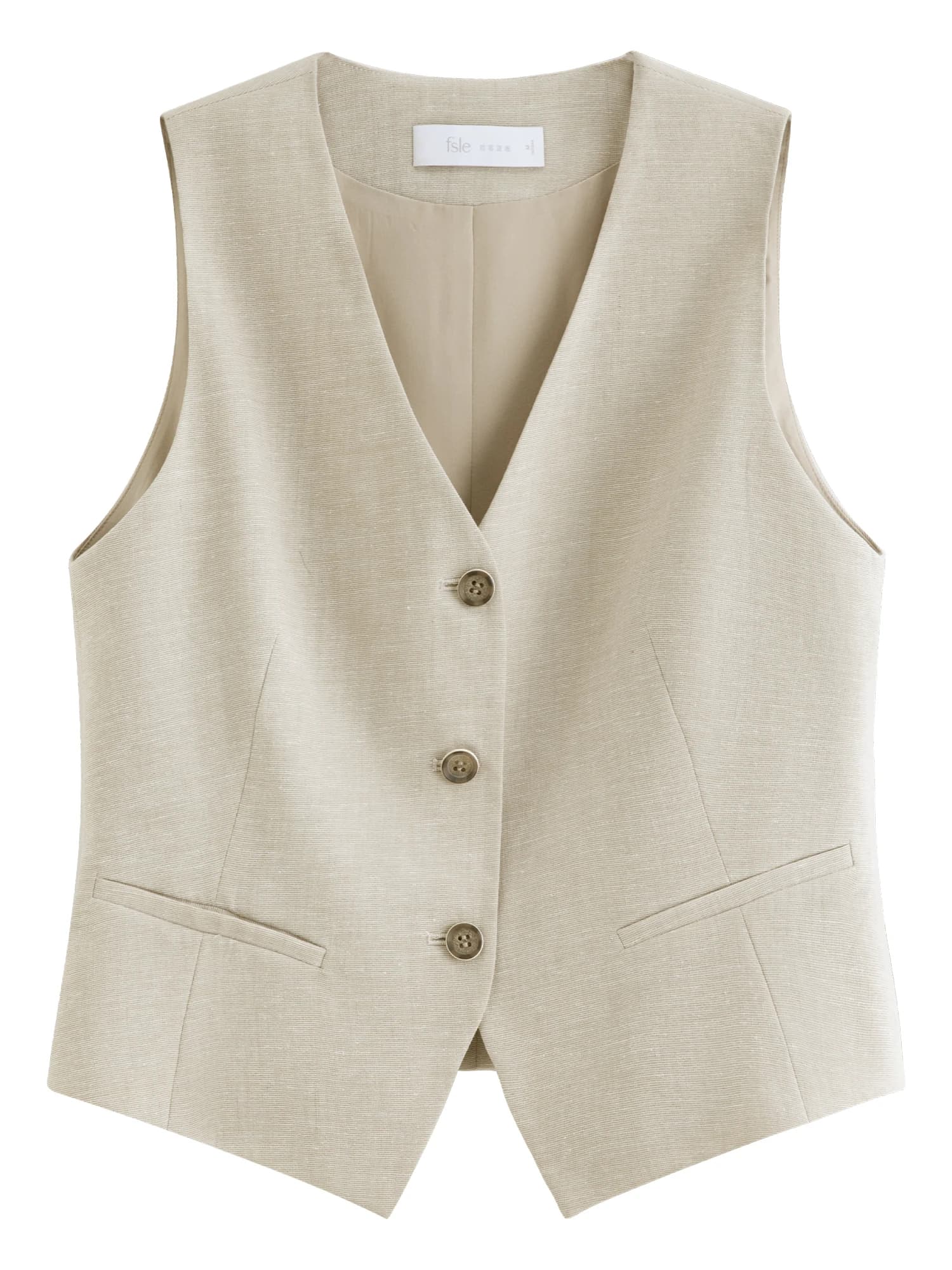 FSLE Gilet col en V style Old Money pour femme, Nouveauté été 2026, Ensembles jupe en chanvre, Stree
