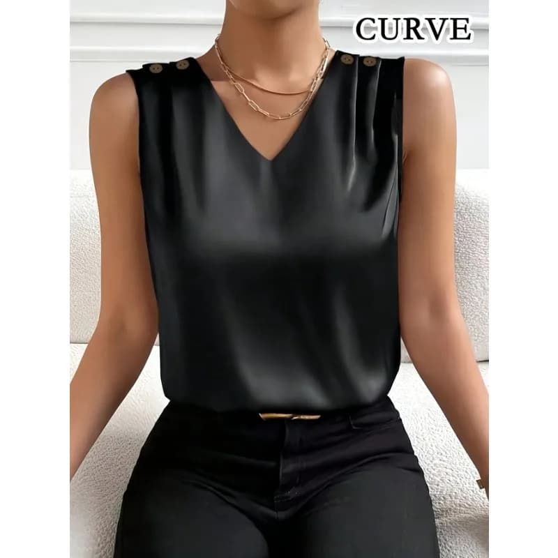 Gilet sans manches décontracté pour femmes, grande taille 1XL-5XL, col en v, couleur unie, décoratio