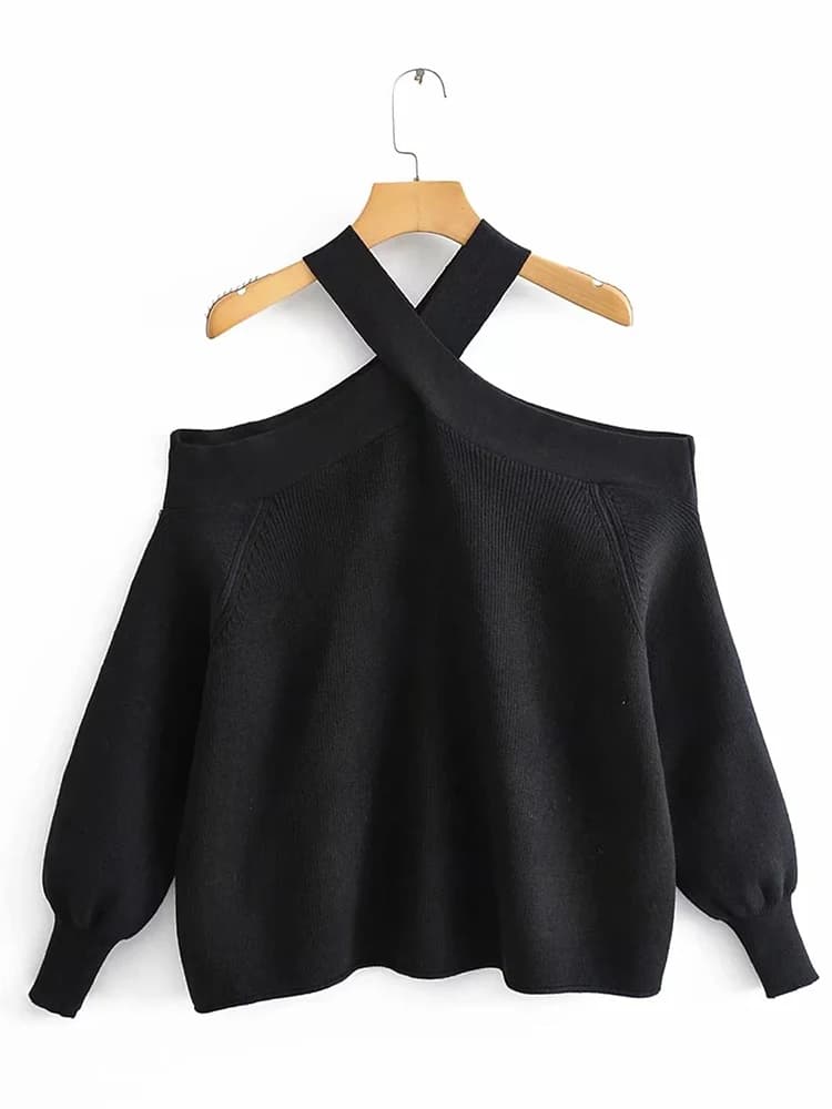 Pull à col licou croisé surdimensionné pour femme, pulls tricotés élégants pour dames, tricots doux