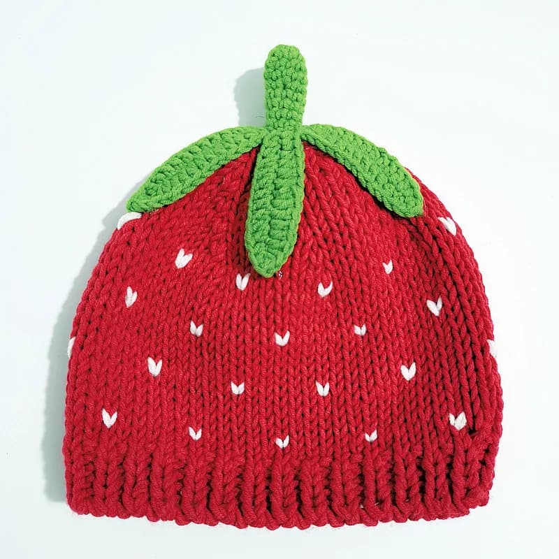 Casquette de fruits hommes femmes fraise cerise Crochet chapeau à la main Floral Portable tricoté mi