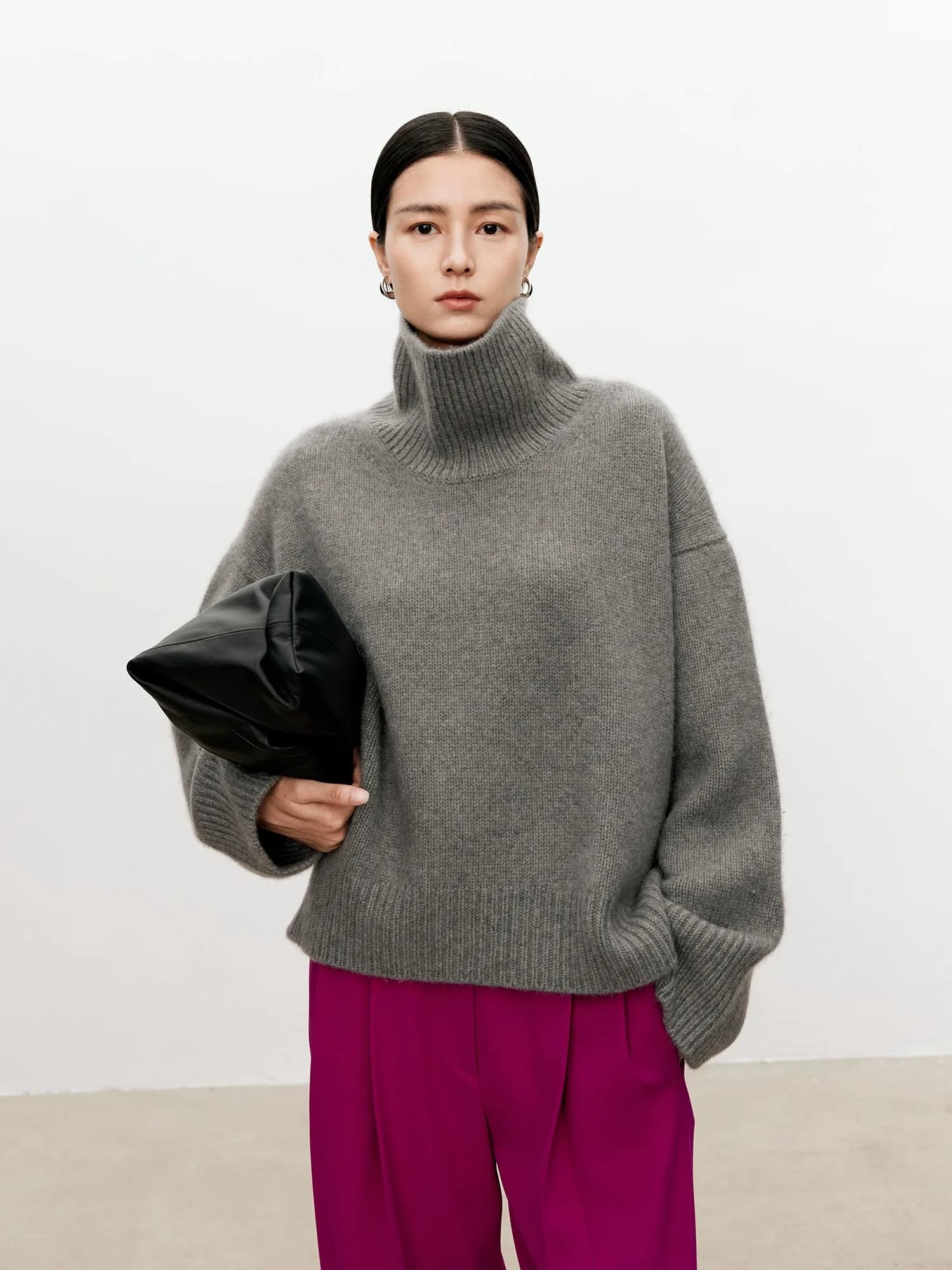 Pull à col roulé en pur cachemire pour femme, ample et épais, langue, vent paresseux, base en tricot