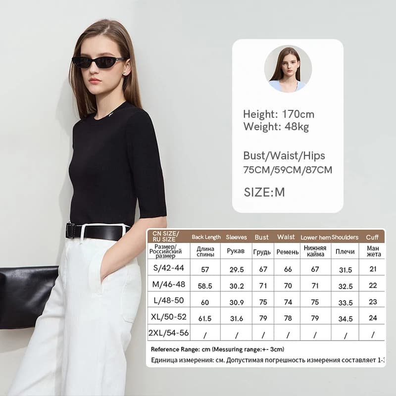 Amii minimalisme tricoté pull pour femmes 2025 automne mi manches solide col rond polyvalent pulls b
