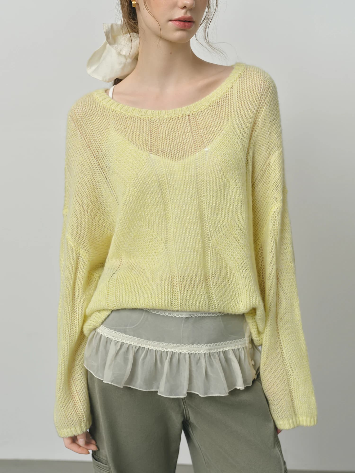 FSLE alpaga français paresseux câble tricot pull 2025 automne nouveau pull ample 25FS13066