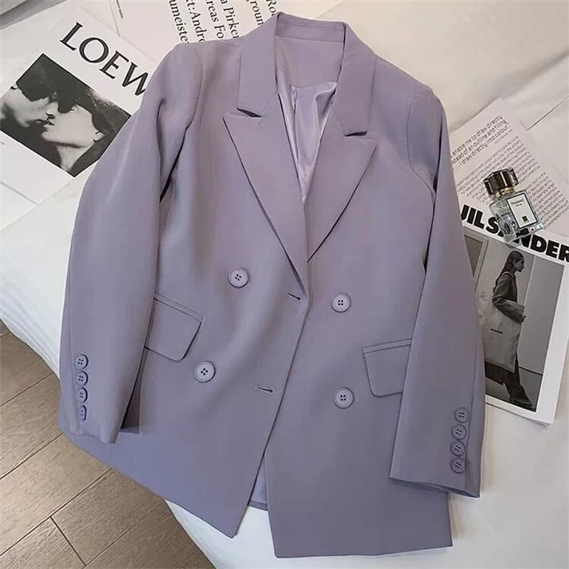 Veste de Costume Femme Élégante Violet Taro, Design Coréen Polyvalent et Tendance, Nouvelle Collecti
