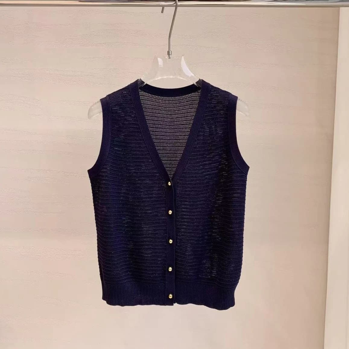 Cardigan tricoté sans manches à col en v pour femmes, haut décontracté à la mode