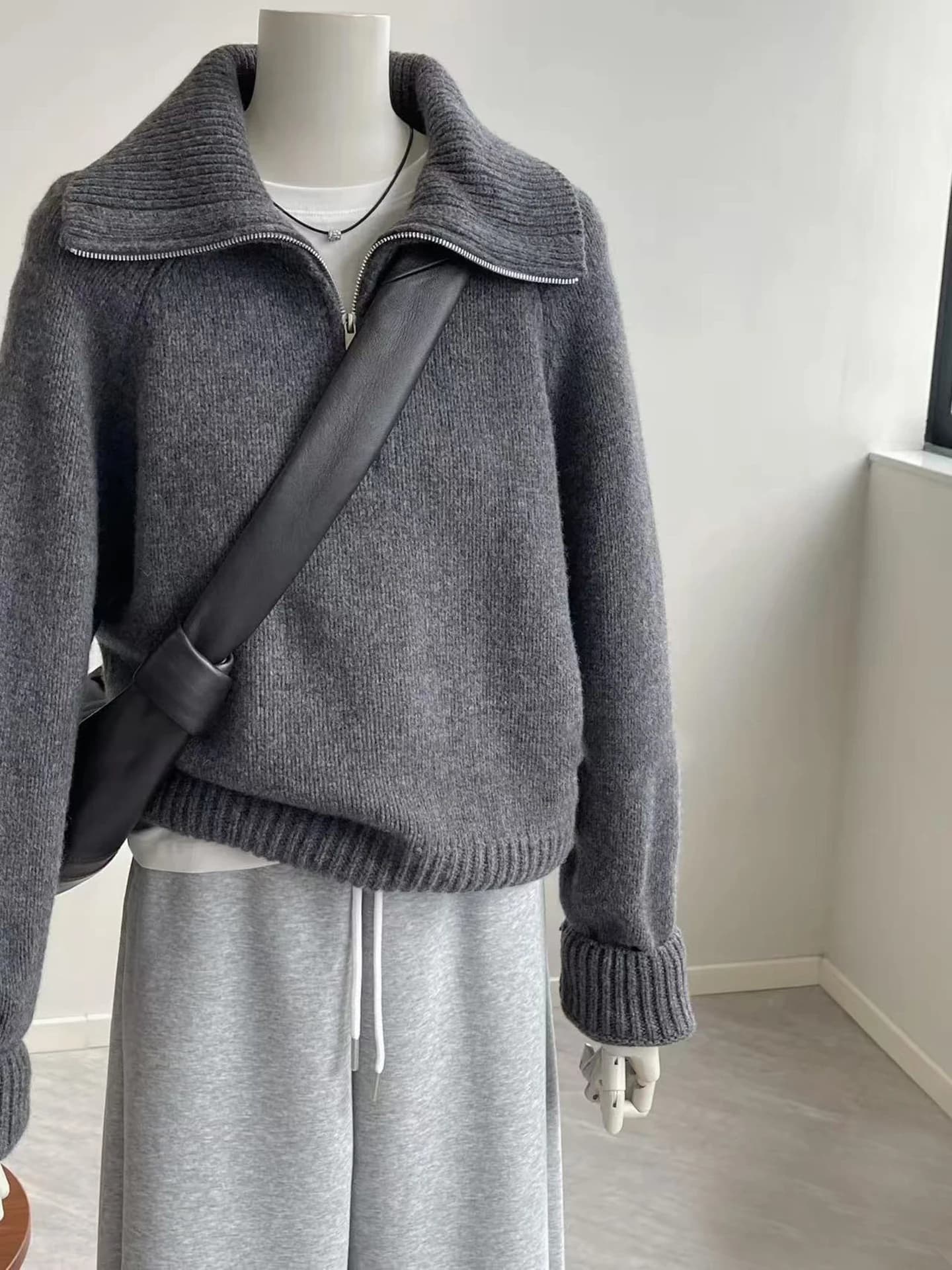 Pull à revers en cachemire pur 100% pour femme, haut de gamme, épais, col roulé, demi-fermeture écla