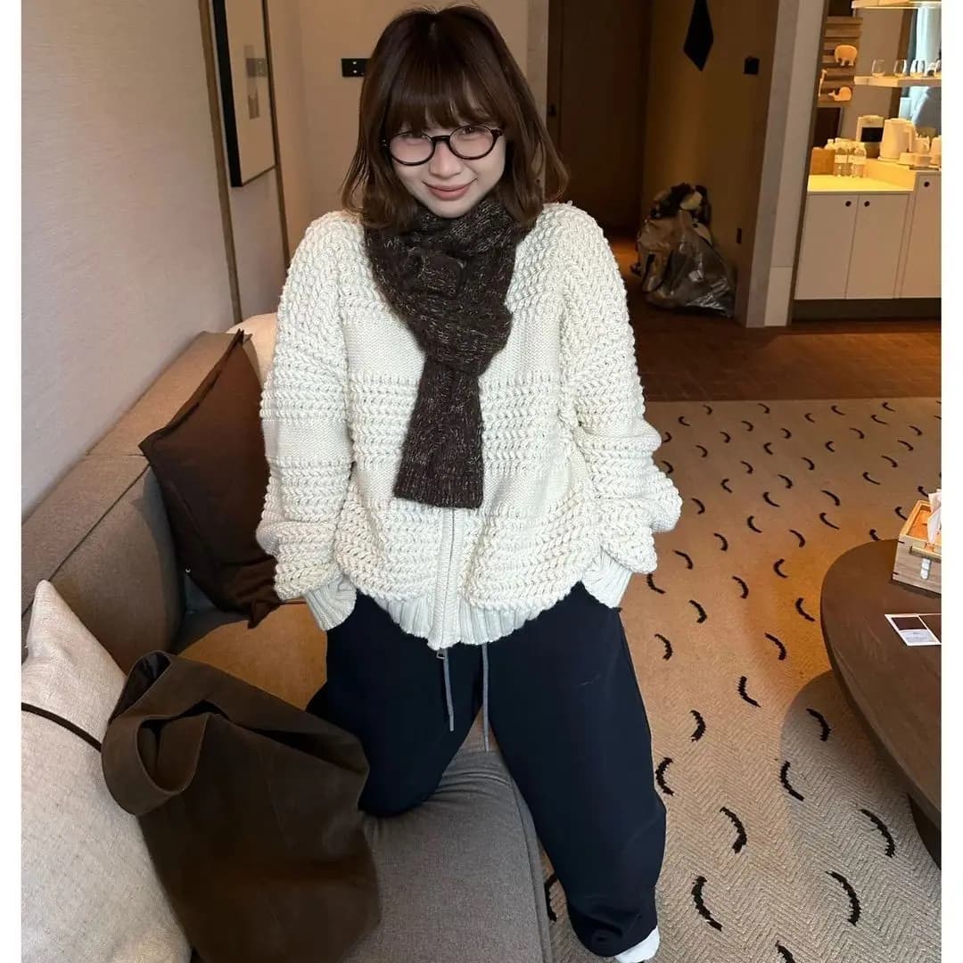 Veste pull tricotée rugueuse Vintage pour femme, cardigan chaud à fermeture éclair, nouvelle collect