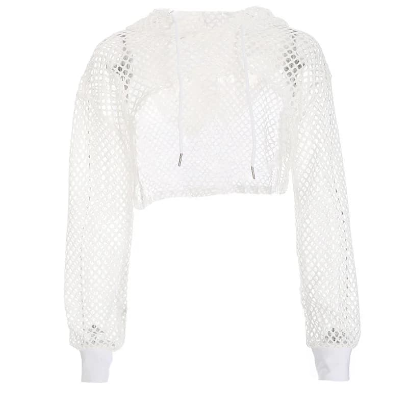 Blouse en maille pour femme, sexy, couleur unie, protection solaire, effet ajouré, t-shirt simple à