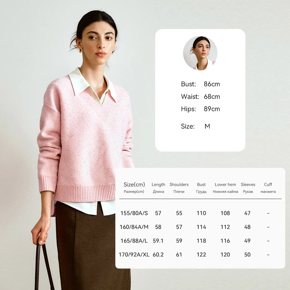 Pull en laine rétro pour femme OLrain, col en V, tricot ample, pull décontracté à manches longues, c