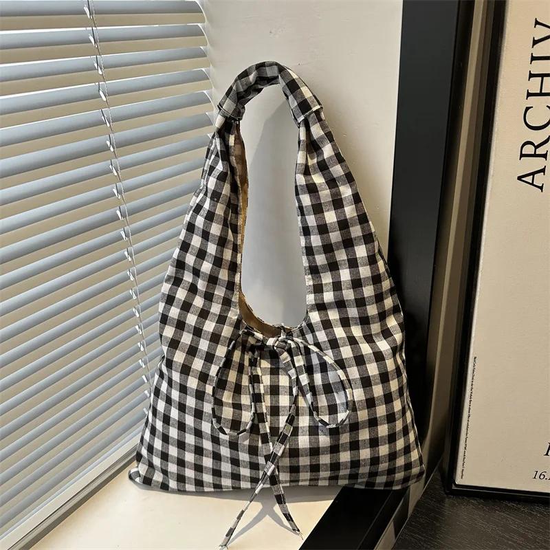 Sacs à bandoulière Vintage à carreaux pour femmes, grande capacité, polyvalent, gilet pour dames, lé