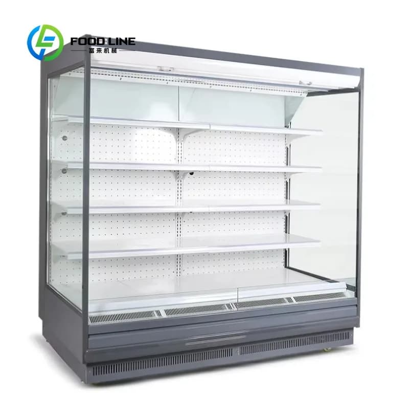 Vitrine réfrigérée ouverte multi-étagères pour produits laitiers, sur mesure, adaptée aux grossistes