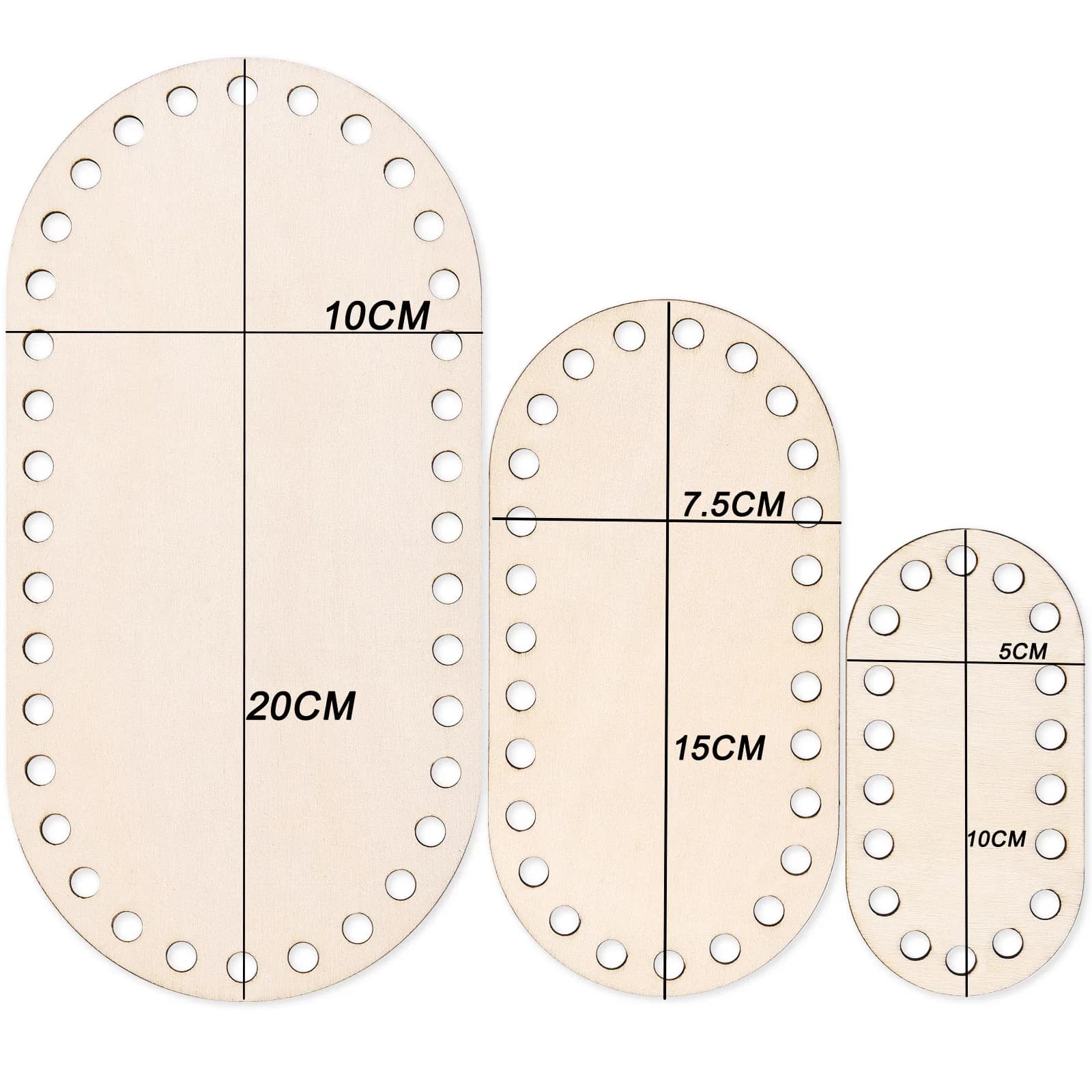 3 pièces en bois Crochet panier Base ronde carrée Rectangle Ellipse bas Crochet panier tissé à la ma