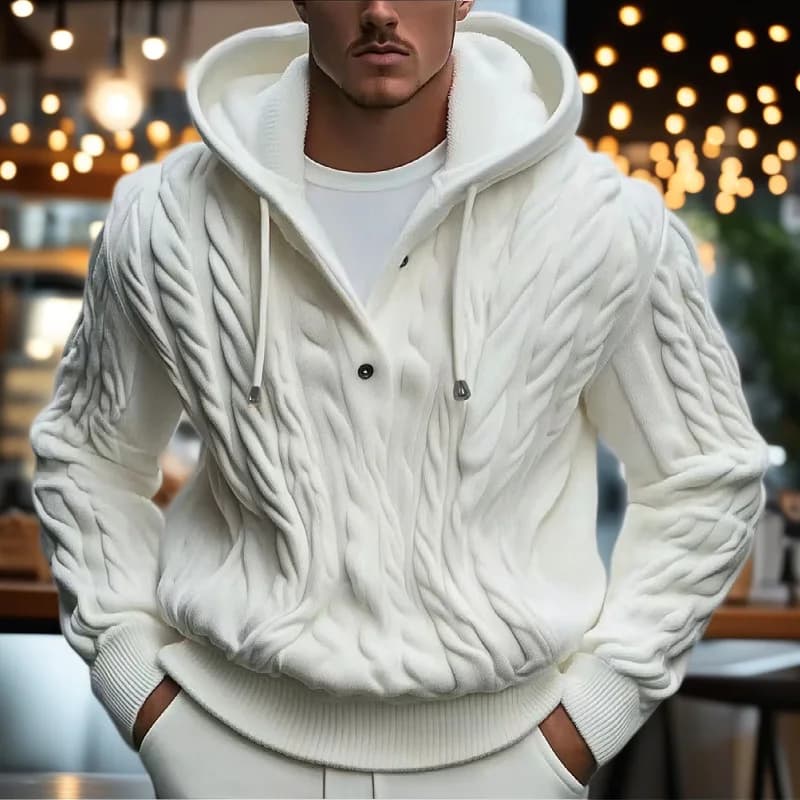 Nouveaux hommes tricotés pull chandails solide décontracté ample à capuche cordon pull manteaux épai