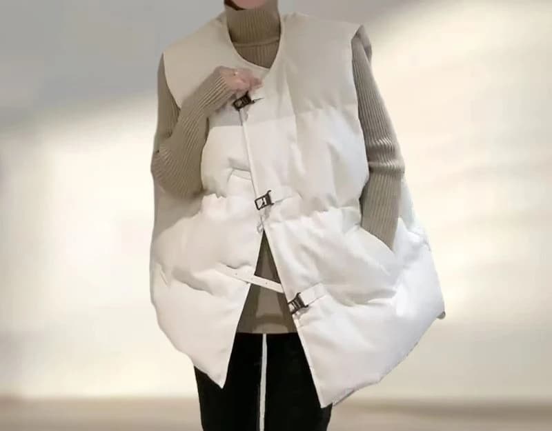 Veste ample à col rond et boucle en métal, gilet rétro à la mode, nouvelle collection automne et hiv