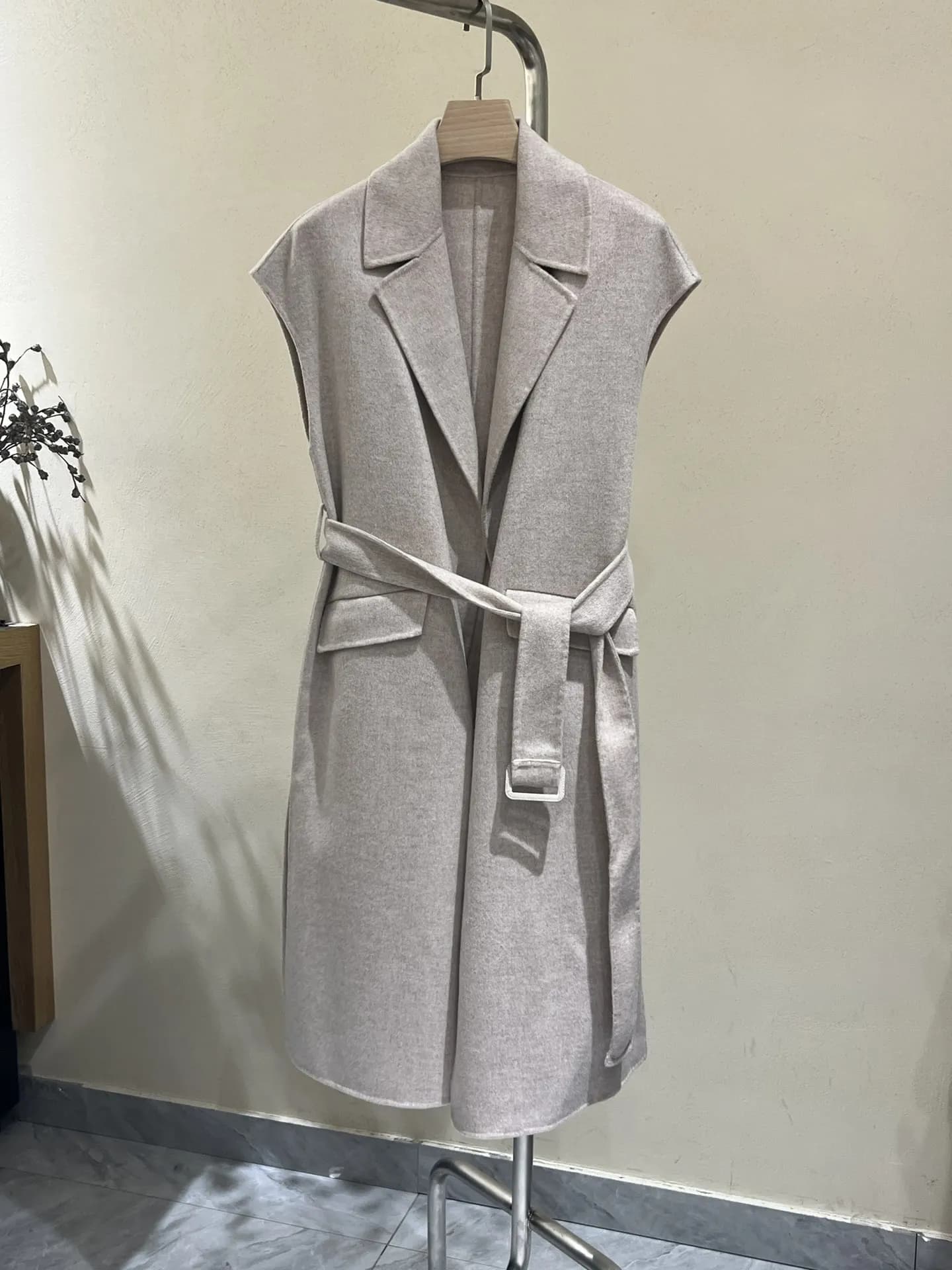 Manteau gilet long en laine pour femme