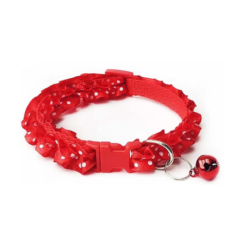 Collier pour animaux de compagnie en dentelle mignonne avec pendentif clochette, réglable pour chien