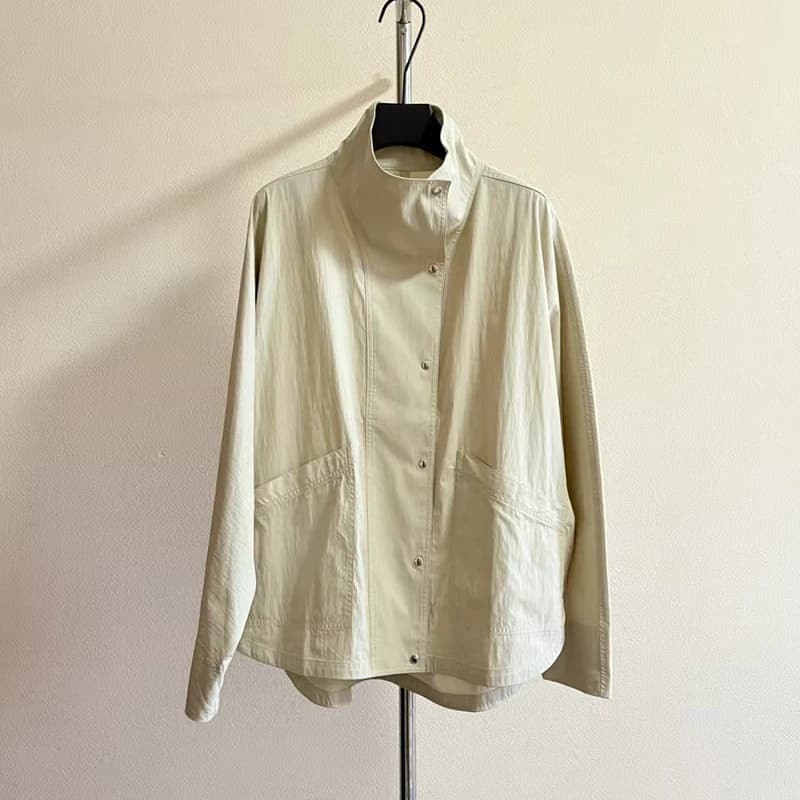 Trench-coat à col montant pour femmes, haut de veste à manches chauve-souris, chemise ample décontra
