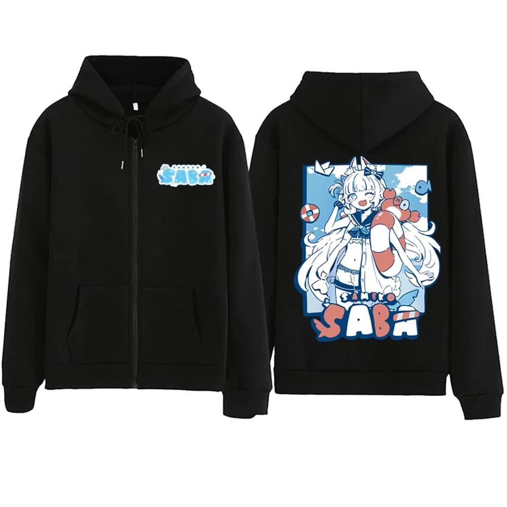 Sweat à capuche pour hommes et femmes, dessin animé mignon Sameko Saba 2025, pull Hip Hop avec ferme