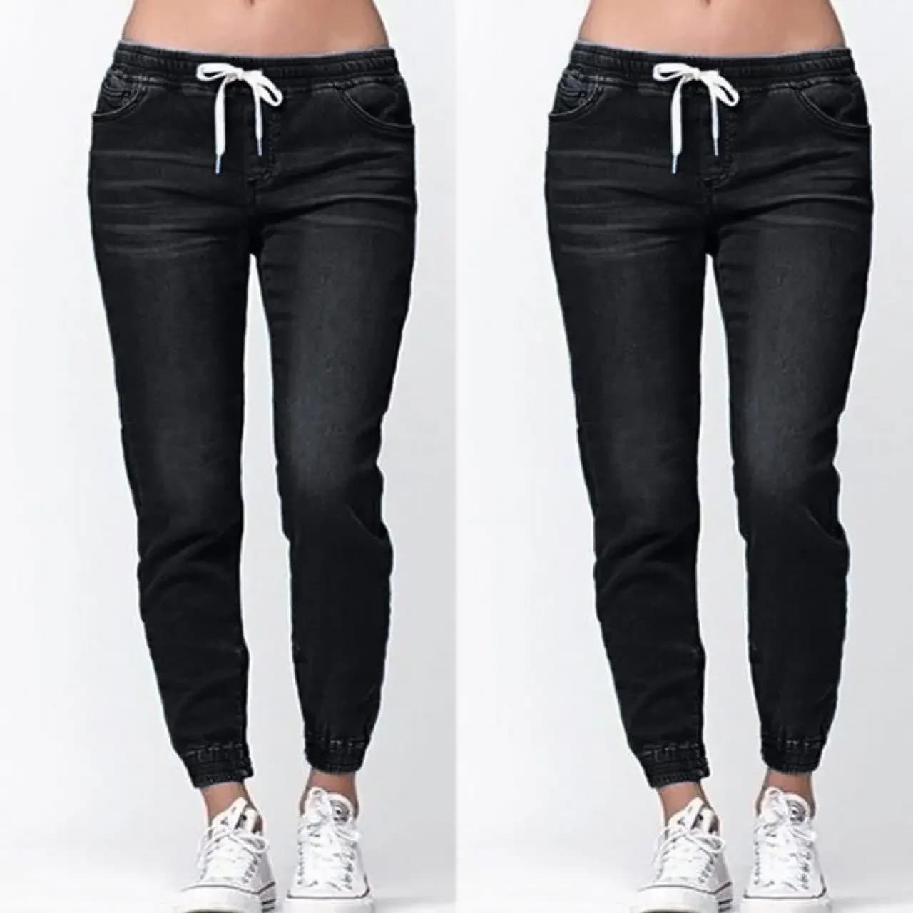Jean à lacets pour femmes, pantalon en Denim, décontracté, ample, Slim, extensible, Long, couleur Pu
