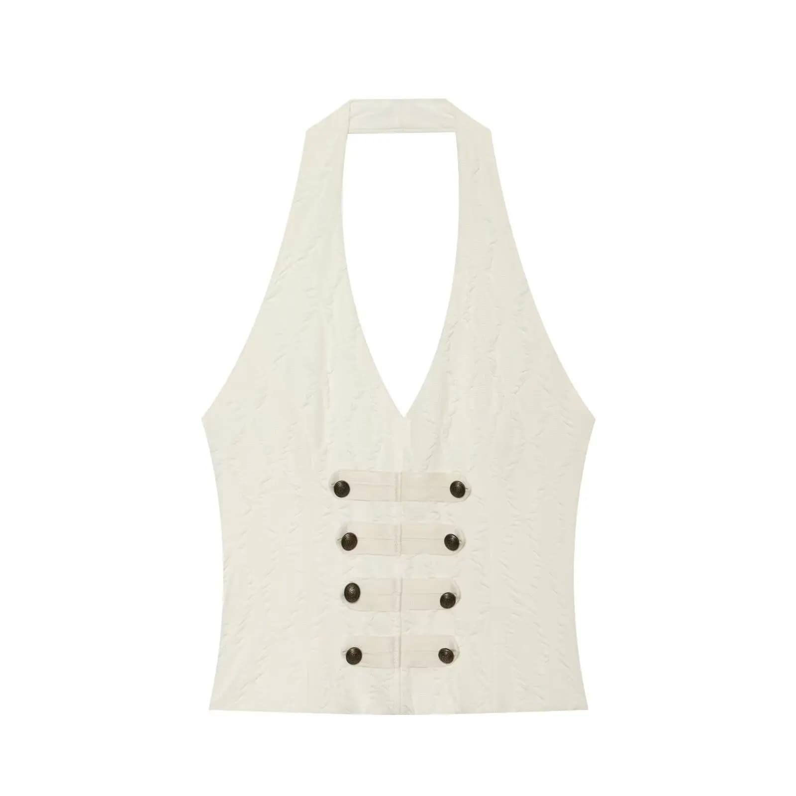 Débardeur Femme 2026 Nouvelle Tendance Été Dos Nu Halter Top Chic Décontracté Polyvalent Couleur Uni