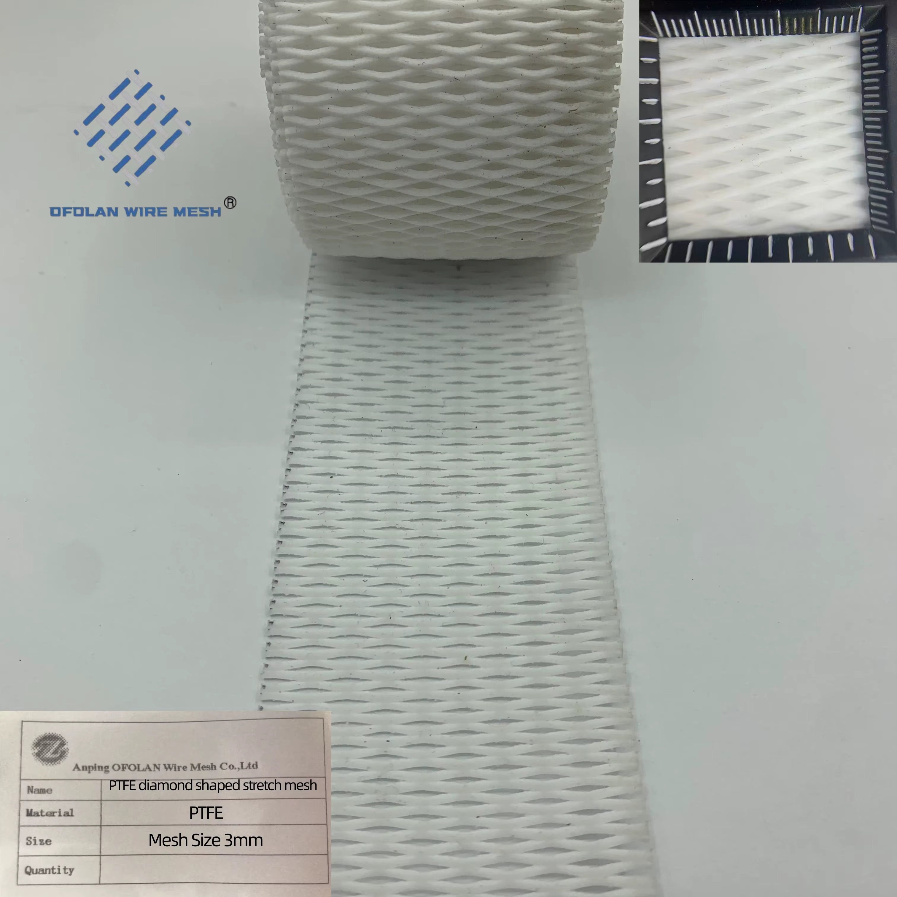 Maille extensible en forme de diamant en PTFE haute performance, flexible et matériau durable pour u