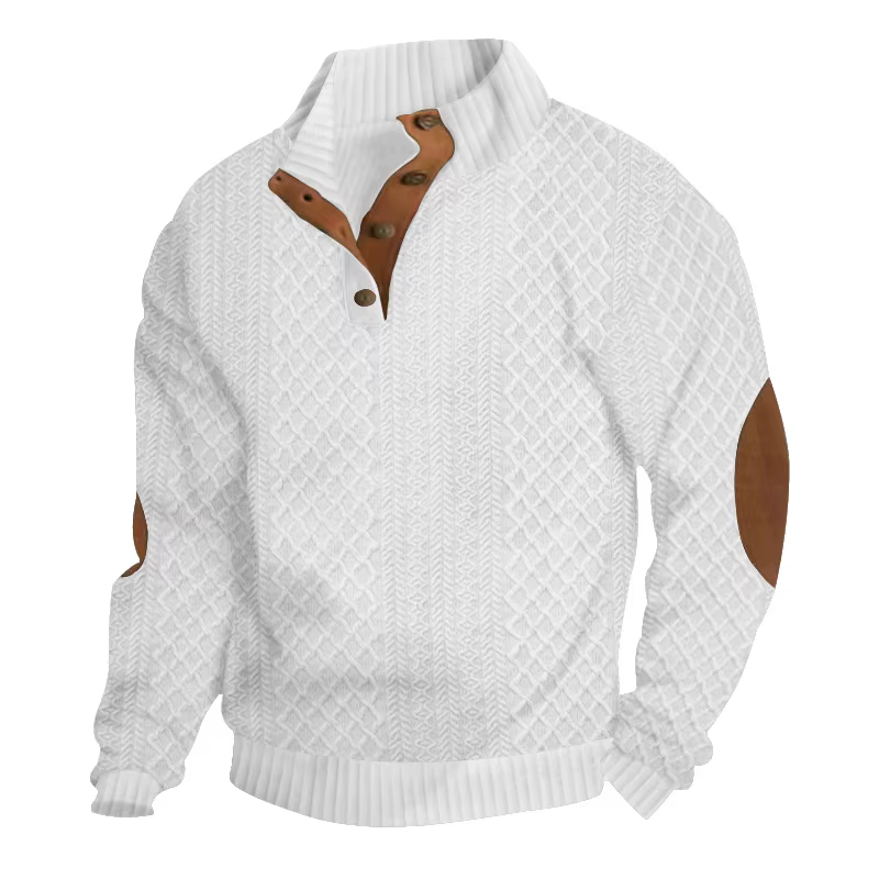 Vêtements pour hommes printemps-automne - Pull jacquard à col montant et manches longues pour homme,