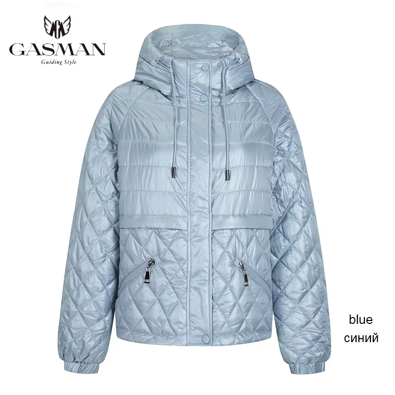 GASMAN – veste courte en coton solide pour femme, parka avec fermeture éclair, manteau d'automne à c