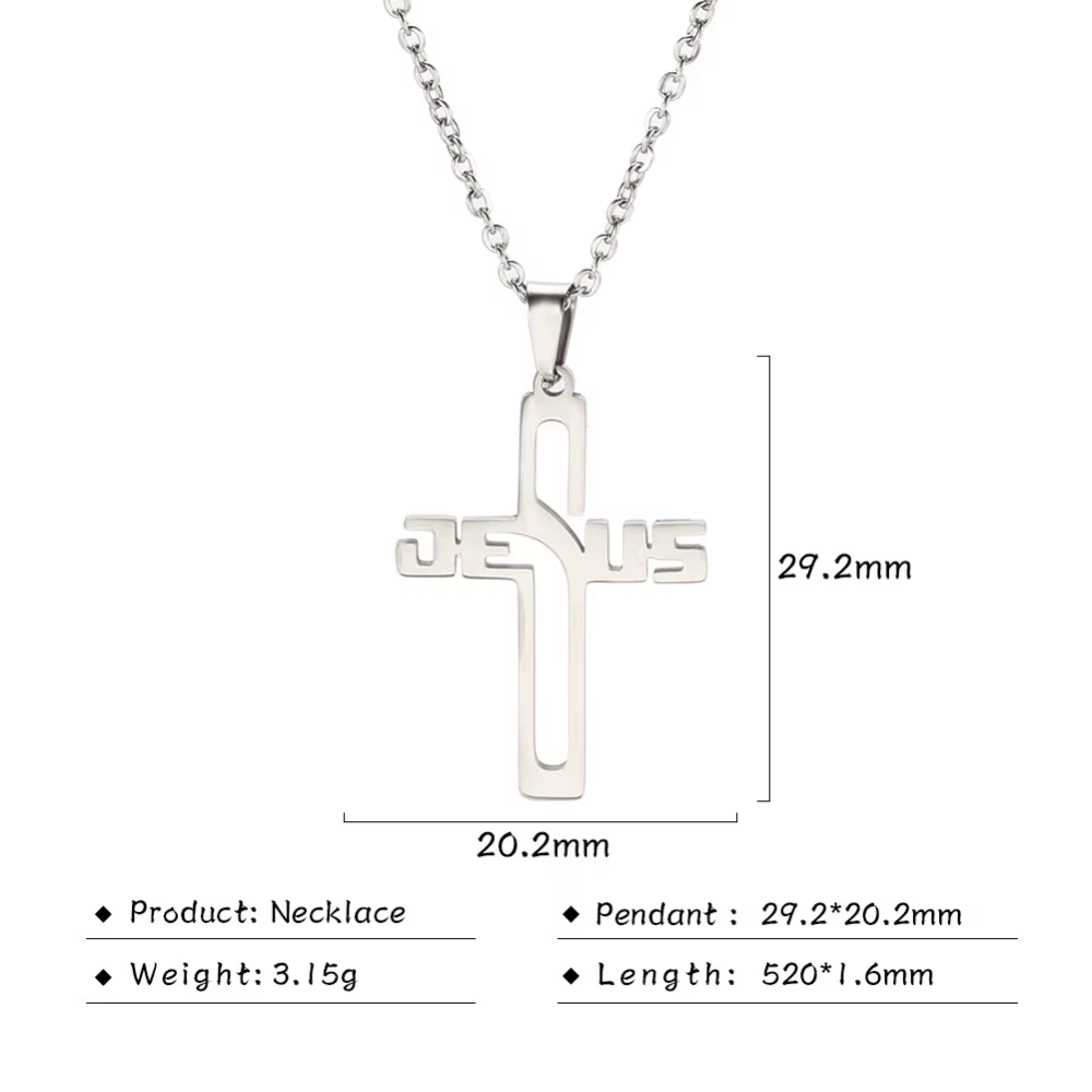 My Shape Collier en Acier Inoxydable en Forme de Croix de Jésus, Pendentif de Document en Or, Bijoux