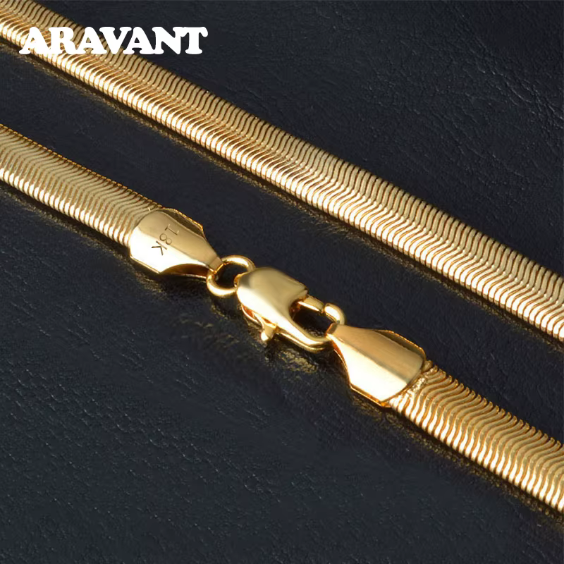 Aravant 925 argent 18K or 6MM serpent chaîne collier pour hommes femmes bijoux de mode