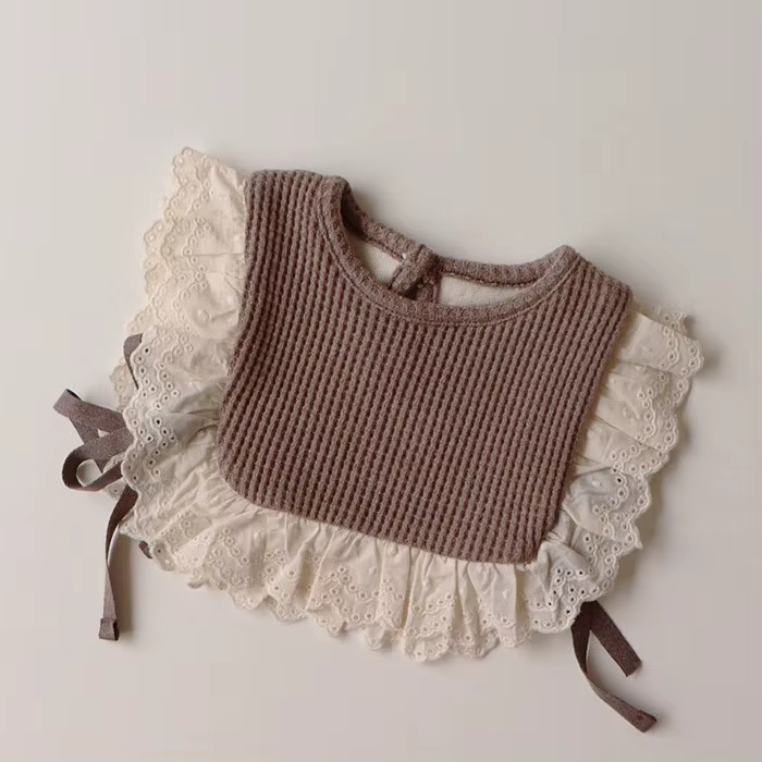 Bavoir en coton et dentelle pour bébé fille, bavoir amissié pour nouveau-né, princesse, automne 2024