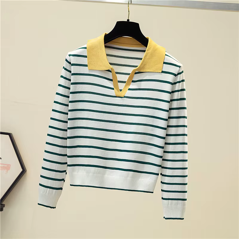 Jersey Mujer 2025 nouveau pull rayé femmes à manches longues décontracté rétro vêtements automne cha