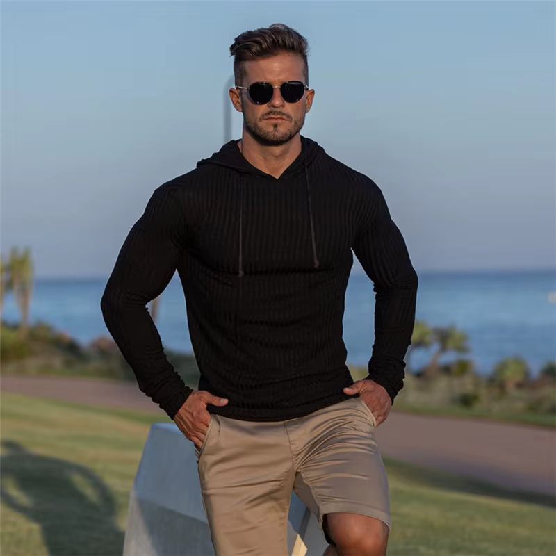 Pull à capuche à col roulé pour Homme, Pull à la mode, coupe ajustée, classique, tricot, nouvelle co