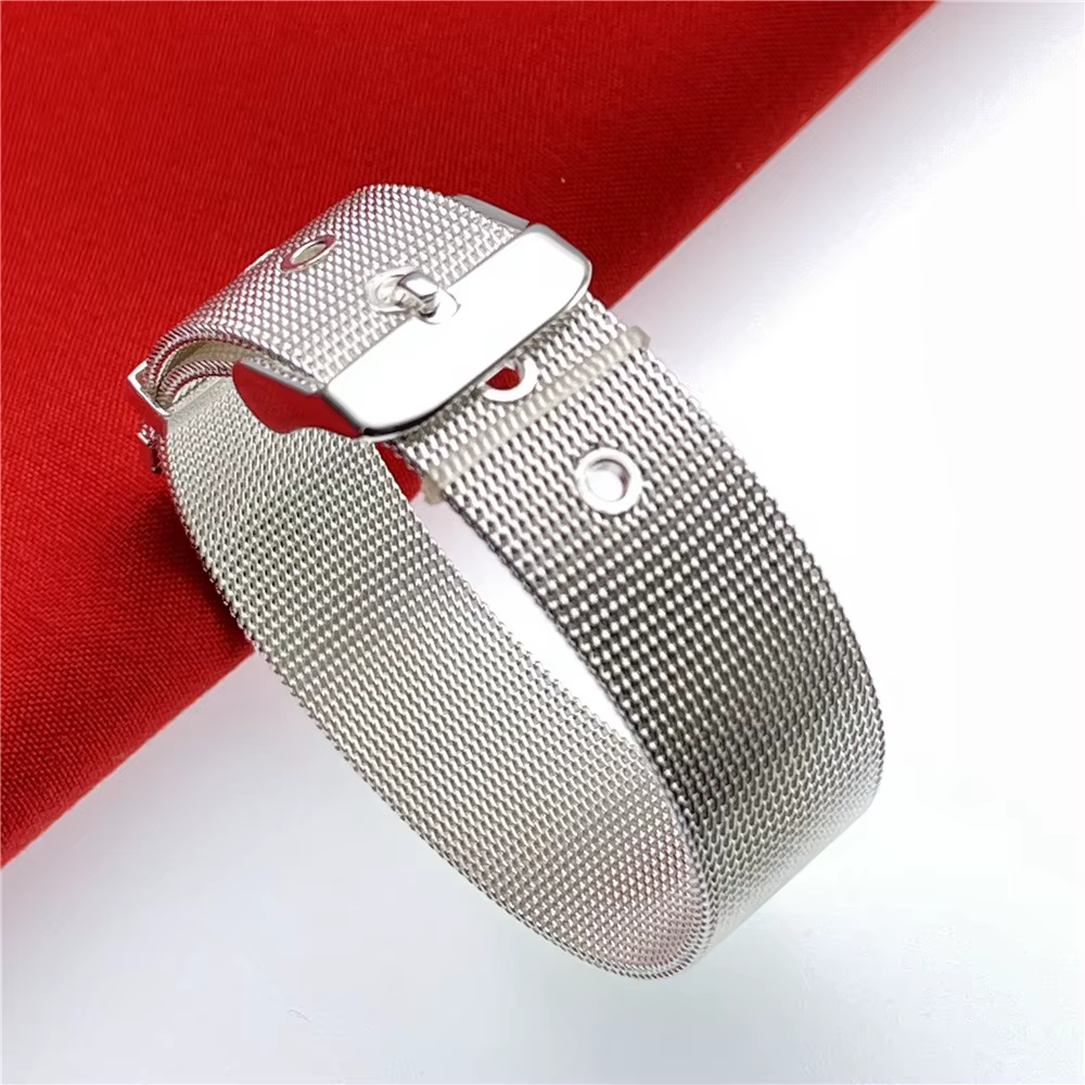Bracelet de montre en argent Sterling 925, Bracelet en maille 10/Mm pour femmes et hommes, breloque 