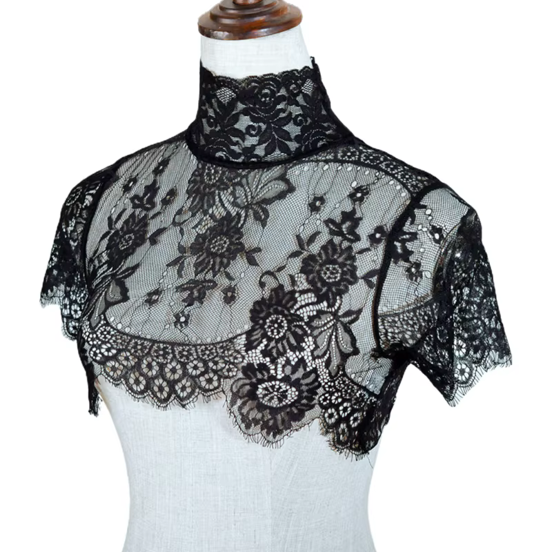 Demi-chemise à faux col détachable pour femme, doux, Crochet, cils transparents, dentelle florale, r
