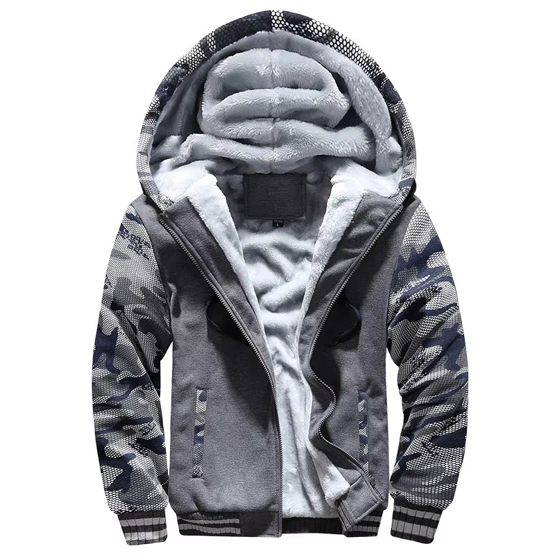 Veste épaisse de Camouflage à capuche pour homme, doudoune polaire à manches longues, décontractée,