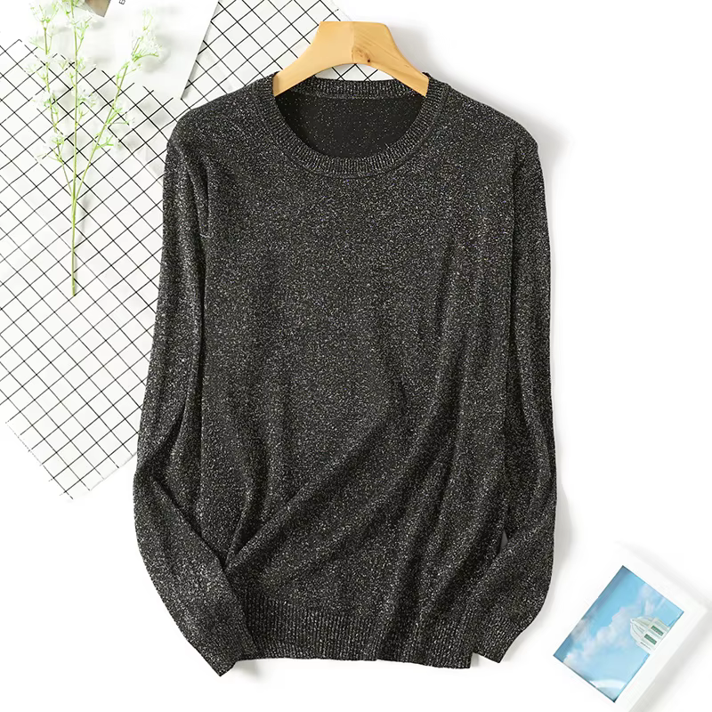 Dames pull femmes brillant Lurex tricot pull automne hiver basique femmes chandails pull doux mince