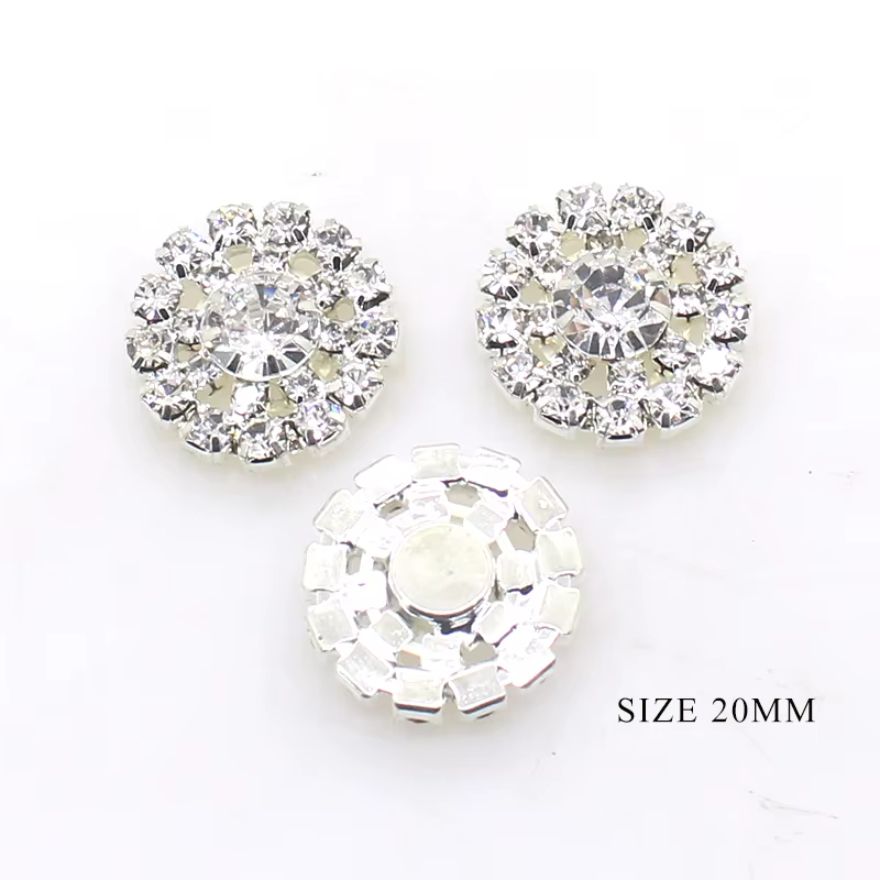 Strass bouton en métal pour vêtements 20mm 10 pièces/lot couture travail manuel ruban de mariage déc