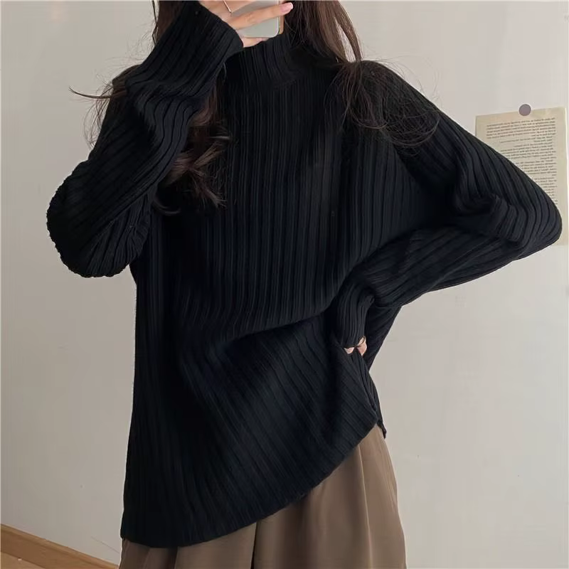 2025 multicolore col roulé tricoté pull femmes nouveau à manches longues pull ample chandails automn