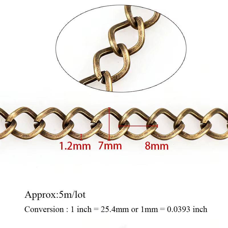 Fer largeur 1.2x7x8mm Antique Bronze corde chaîne collier déclaration fer collier chaîne idéal pour