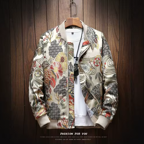 Veste brodée 2026 Nouvelle mode Col montant Boutique Grande taille Homme Hip Hop Décontractée Style 
