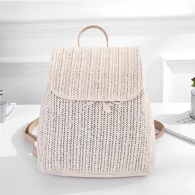 Sac à dos tissé en paille pour femmes, sacs initiés, sacs à dos d'été pour adolescentes, sac de voya
