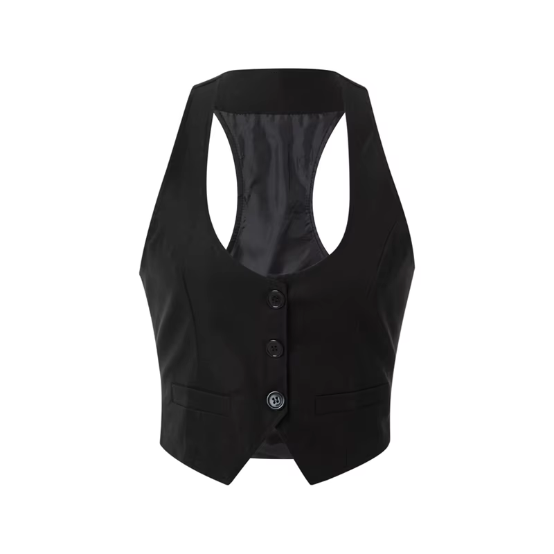 Lamuusaa femmes gilet mode vêtements Sexy col en V sans manches boutonné ajusté Racer dos classique 